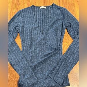 MSCH Copenhagen Blue Long Sleeve Wrap Top